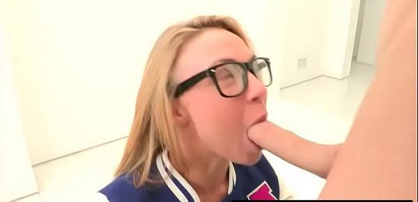  Nerdy girl turns into a horny sweetie and fucked by big cock